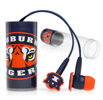 Auburn University Custom Earbuds CustomUSB | Auburn University Custom Earbuds with Custom Tube Packaging