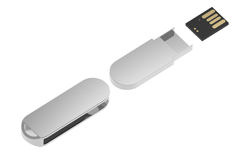 Chrome Spin USB Flash Drive | Exploded Diagram